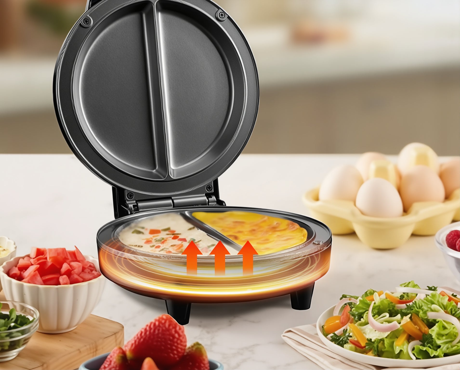 Dual-Zone Electric Omelette Maker