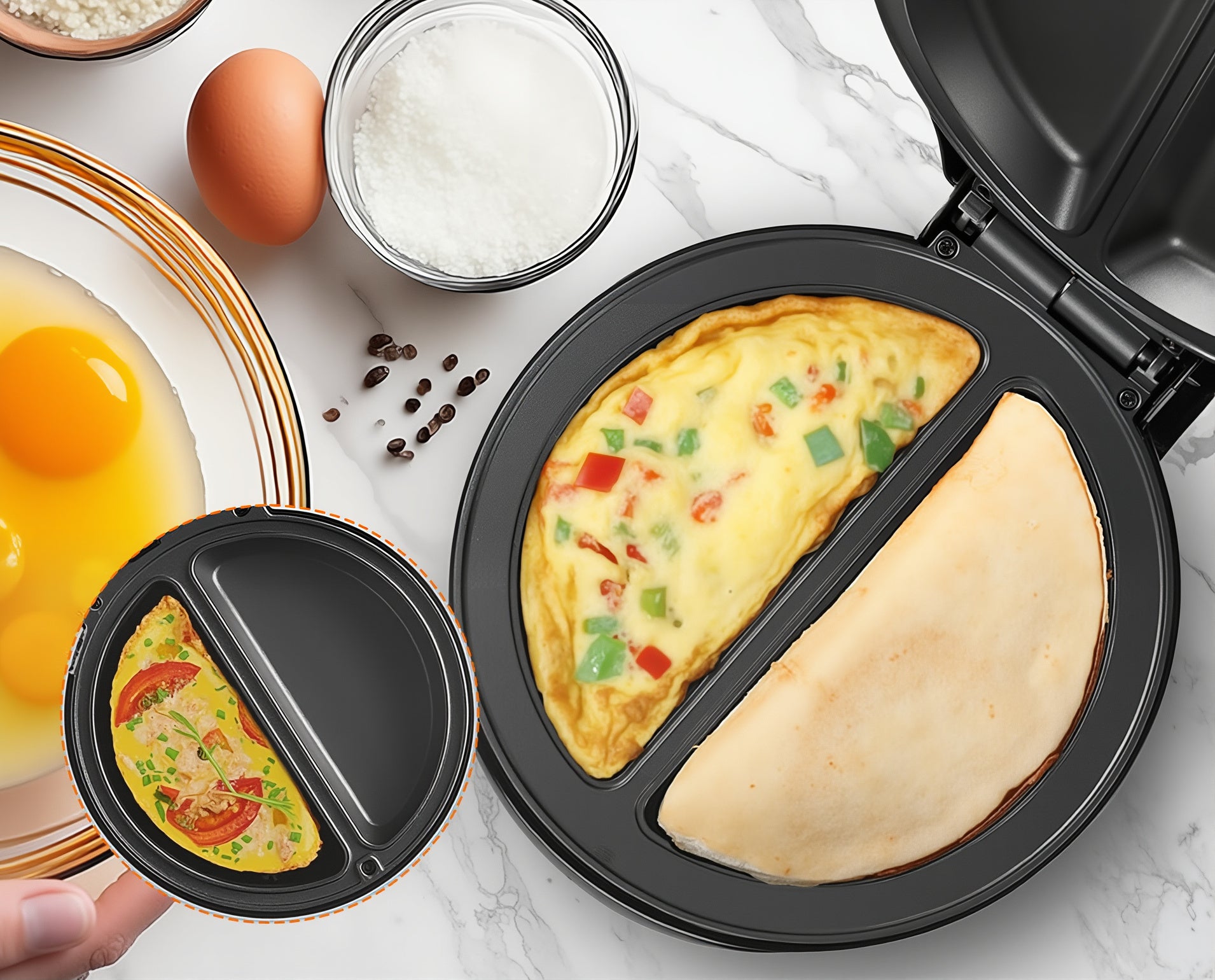 Dual-Zone Electric Omelette Maker